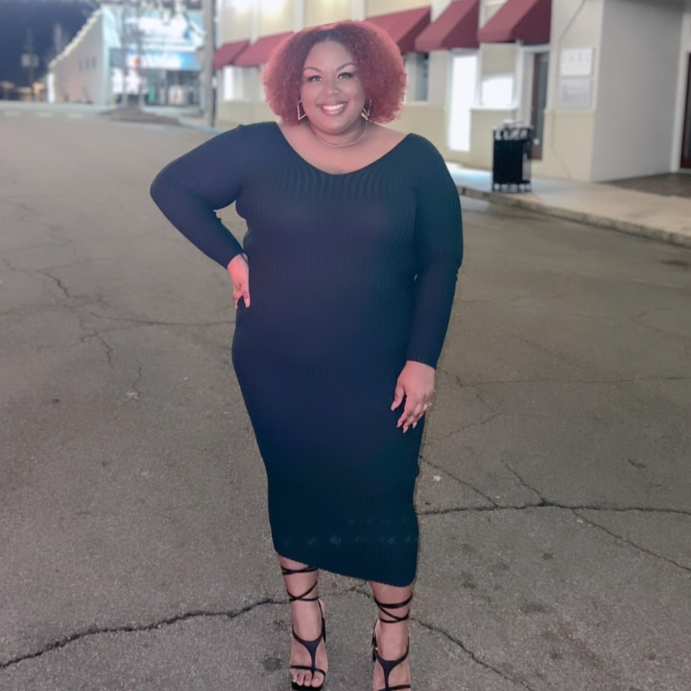 V Neck Sweater Dress